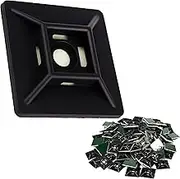 Zip Tie Adhesive-Backed Mounts 100 Pack by Nova Supply. Professional-Grade, UV Black Cable Tie Bases: 1.1 x 1.1. Screw-Hole Anchor Point Provides Optimal Strength for Long-Term Durability & Use