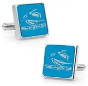 85819 CRONULLA SHARKS NRL TEAM LOGO COLOUR MENS SQUARE CUFFLINKS JEWELLERY