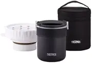 Thermos Rice-Cooking Lunch Box, Black, Jbs-360 Bk, Stainless Steel