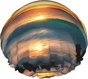 Beach Maui Hawaii Sunset Sea Waves Clouds Print Various Activities Shower Cap Reusable Soft And Lightweight Bath Hair Cap Long Hair