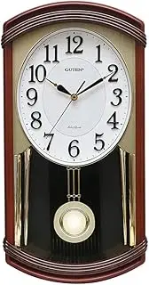Chiming Wall Clock with Pendulum - Pendulum Wall Clock with Westminster Chimes Clock, Battery Operated, Faux Wood Pendulum Clock for Living Room, Office, Home Decor & Gift