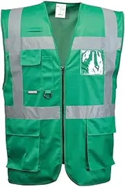 Portwest Iona Executive Vest Hi Vis Visibility Reflective Night Work Security Wear Safety, Bottle Green, Medium