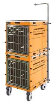 SolidPet Folding Dog Show Aircraft Cage Set with Trolley Size 3 - Orange Dog Pe