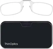 ThinOptics Universal Pod Case + Rectangular Reading Glasses, Clear Frames/Black Case