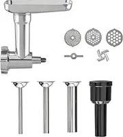 CASO Meat Grinder Accessory for KM 1800 Black, 4-Way Stainless Steel Blade, 3 Stainless Steel Perforated Discs (fine, Medium, coarse), 3 Stainless Steel Sausage attachments, Dishwasher Safe