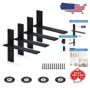 Sleek 3/8" Thick Floating Shelf Support Brackets - Power Coated Black, 4 Pack