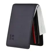 Mens Slim Minimalist Front Pocket Wallet Genuine Leather ID Window Black Dark