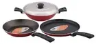 Non-Stick 4 Pcs Gift Set Flat Griddle/Pan+ Fry Pan+ Wok/Deep Fry Pan+ Lid Nirlep