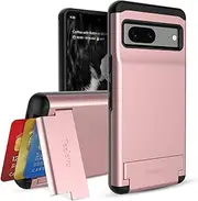 Teelevo Dual Layer Wallet Case for Google Pixel 7 (2022), Protective Case with 3-Card Storage for Google Pixel 7 - Rose Gold