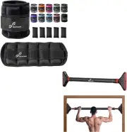 Adjustable Weighted Ankle Weights Set Bundle with Pull up Bar