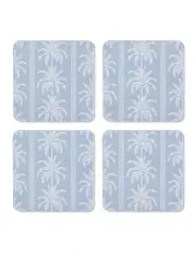 [Madras Link] Banana Tree Square Coaster Set of 4 in Blue