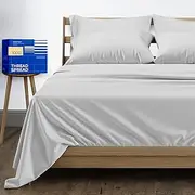 Pure California King Size Cotton Bedding Set (Cal King, 1000 Thread Count) Silver Bedding & Cushion Covers (6 Piece) - Cotton King Size Bed Sheets - Sateen Sheets - 46 Inches