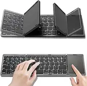 Foldable Bluetooth Keyboard with Touchpad, Wireless Folding Keyboard Sync Up to 3 Devices, Multi-Device and Rechargeable, Portable Keyboard for iPad iPhone Android Windows Laptop Tablet and PC