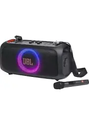 JBL PartyBox On-the-Go Essential, Portable party speaker with built-in lights.