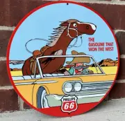 Vintage Style Phillips 66 The Gasoline That Won The West Steel Metal Sign