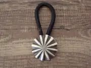 Navajo Indian Silver Stamped Concho Hair Tie by Soce