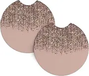 Blush Pink Rose Gold Stylish Car Cup Coasters â€“ Decor Accessories for Clean and Car Decor, Cute Cup Holder Coasters for Men and Women