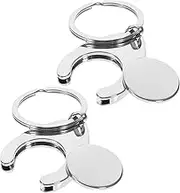 HOODANCOS 2Pcs Metal Shopping Trolley Token Keyring Lightweight Coin Holder for Shopping Carts Keychain Pendant for Grocery Use for
