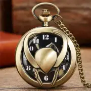 Hollow 3D Cow Head Symbol Men Women Analog Quartz Pocket Watch Necklace Chain