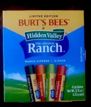 Burt's Bees Hidden Valley Ranch Dippers Lip Balm 4 Flavors Limited Ed SEALED