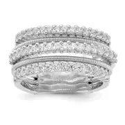 Sterling Silver Cubic Zirconia and Layered Ring Size 6 6.78gm Gift for Mother