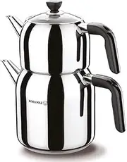 Teapot Set Turkish Tea Kettle Stovetop Warmer Tea Maker Water Heater 18/10 Stainless Steel Total Capacity 3 qt-2.9 lt Kappa A078-01