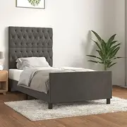 vidaXL - Velvet Bed Frame with Adjustable Headboard, Dark Grey King Single Size, Bedroom Furniture with Sturdy Legs and Plywood Slats