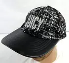 Juicy Couture Women's Studded Logo Hat Faux Leather Tweed Adjustable Black New