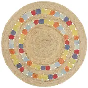 Jute Fruity Round Rug In Multi