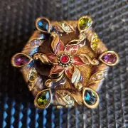 JAY STRONGWATER JEWEL & CRYSTAL ENCRUSTED TALL HEXAGON TRINKET BOX.