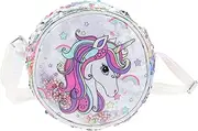 [KAILIKETIY] Cute Unicorn Sequin Belt Bag Glitter Toiletry Bag for Travel Single Shoulder Accessory Decorative Coin Purse for Girls