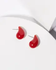Burgundy Liquid Tear Drops Stud Earrings