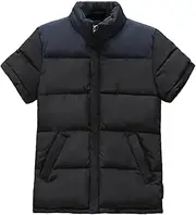 [Mkjuuior] Male Parkas Vest Men Short Sleeve Thick Jacket Casual Vest Men Old Warm Windproof Patchwork Waistcoat Outwear