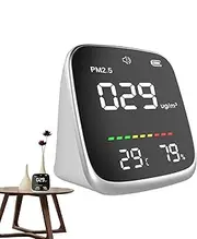 Air Quality Monitor - Portable Air Quality Meter with Warning Function | PM2.5, Temperature, and Humidity Measurement Tool with LED Digital Display for Home School