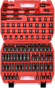 3/8'' Drive Master Impact Socket Set, 87-Piece Deep & Standard SAE and Metric,Cr