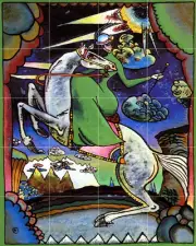 Wassily Kandinsky Art Horse Tumbled Marble Mural Backsplash Bath Tile #679