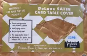 Vtg Penthouse Products MCM Gold Satin Quilted Card Table Cover Bridge Poker