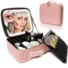 Travel Makeup Bag With LED Lighted Mirror, Train Case With Adjustable Divider...
