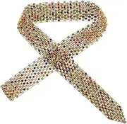 [DEARMAMY] Glitter Sequin Tie Rhinestone Bow Tie Sparkly Neck Tie Scarf Tie Shawl Neckerchief Choker Shiny Neckwear Choker Belt for Christmas Holiday Party