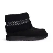 UGG MINI UGG BRAID BLACK SUEDE SHEEPSKIN WOMEN'S ANKLE BOOTS SIZE US 6/UK 4 NEW