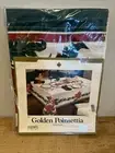 Vintage Bardwil Linens Golden Poinsettia Tablecloth 52”X52” Square Cotton NIP