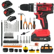 Cordless Drill Set, 21V Power Drill Kit, Electric Power Drill Set with 2 Batt...