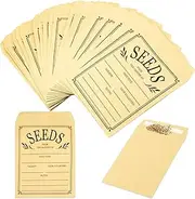 100Pcs Seed Envelopes, Seed Envelopes Resealable Brown Paper Seed Packets Envelopes Self Adhesive Sealing Seed Saving Envelopes Paper Seed Envelopes for Storage Vegetable Flower Seeds, 3.1x4.7 Inch
