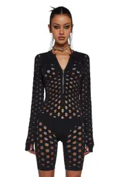 Rebellious Impression Zip-Up Romper