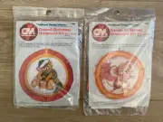 Vintage Lot of 2 Columbia Minerva Crewel Christmas Ornament Kits Bear & Mouse