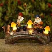 GGP Solar Powered Garden Gnome Statue Led Lighted Outdoor Resin Decoration