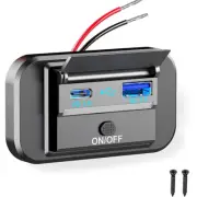 Car PD Type C USB Port Fast Charger Socket Power Outlet Panel Charge 12V/24V (for: Fiat)