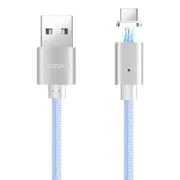 P13 1m 2A Magnetic USB-C / Type-C to USB Weave Style Data Sync Charging Cable with LED Light, CE / FCC / ROHS