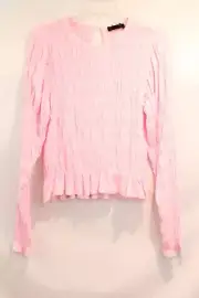 Sanctuary Rayon Top Womens size XS Pink Crinkle Gauze Keyhole Back Ruffle Hem