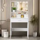 White Dressing Table Modern Makeup Desk Vanity Table Set With LED Lighted Mirror